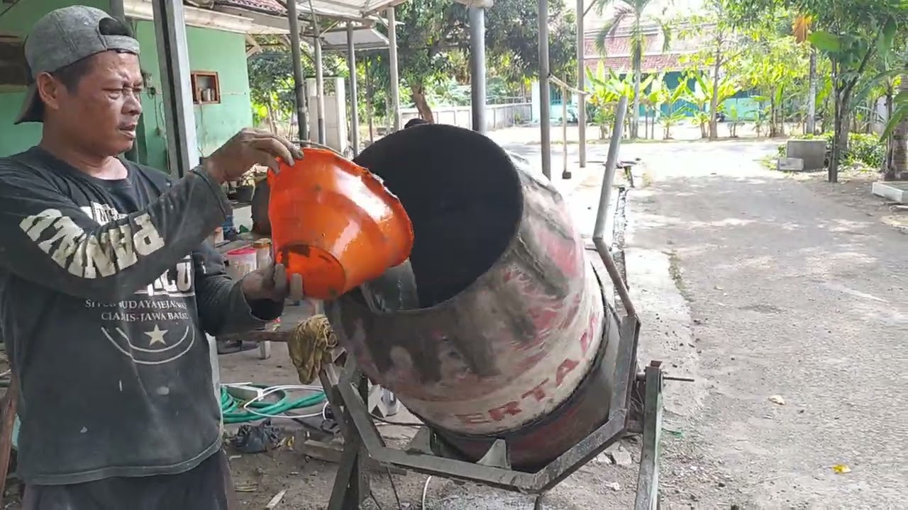 molen pengaduk semen sederhana dari drum bekas. hasilnya di luar dugaan ‼️