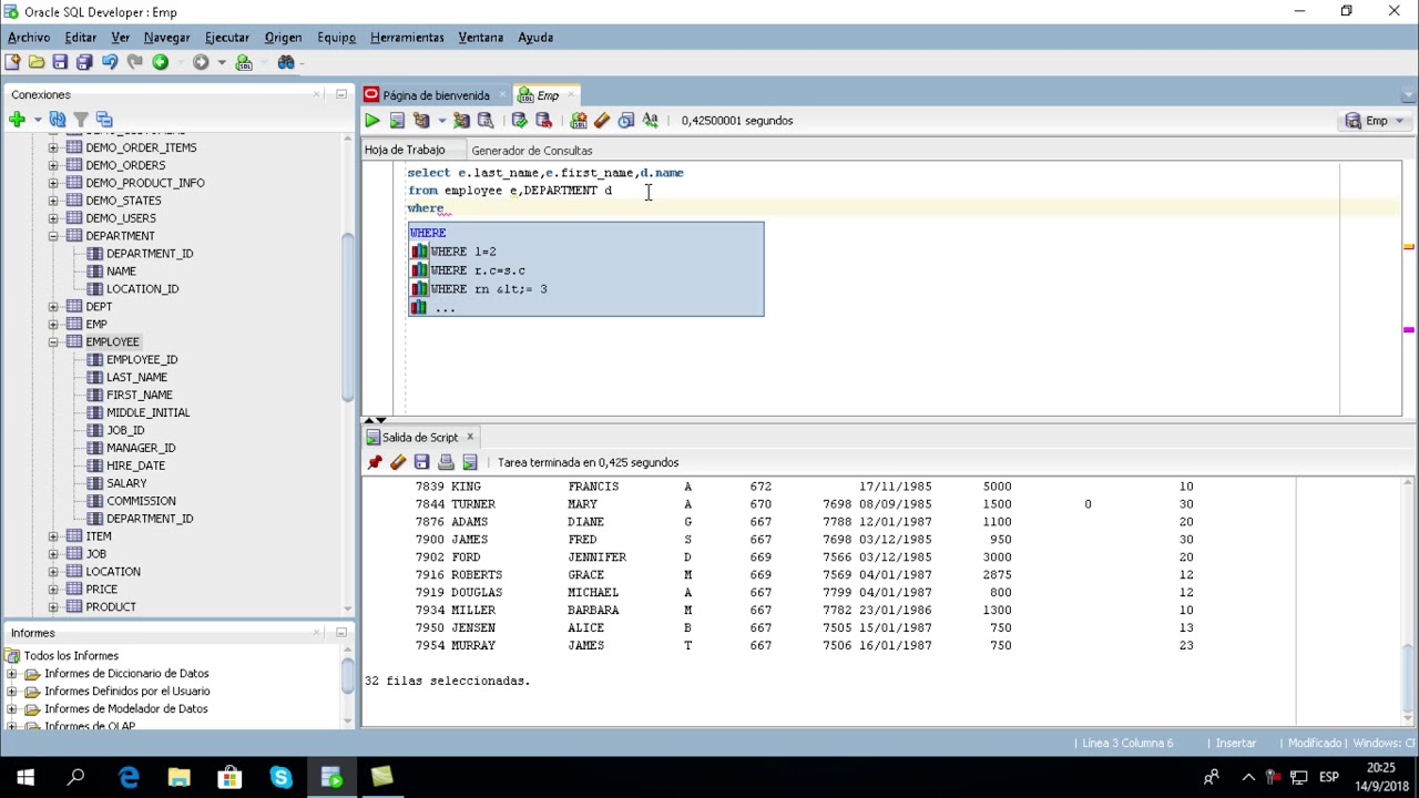 Consultas de 2 o mas tablas - Join - alias de tablas - alias de columna - plsql Oracle - Clase 7