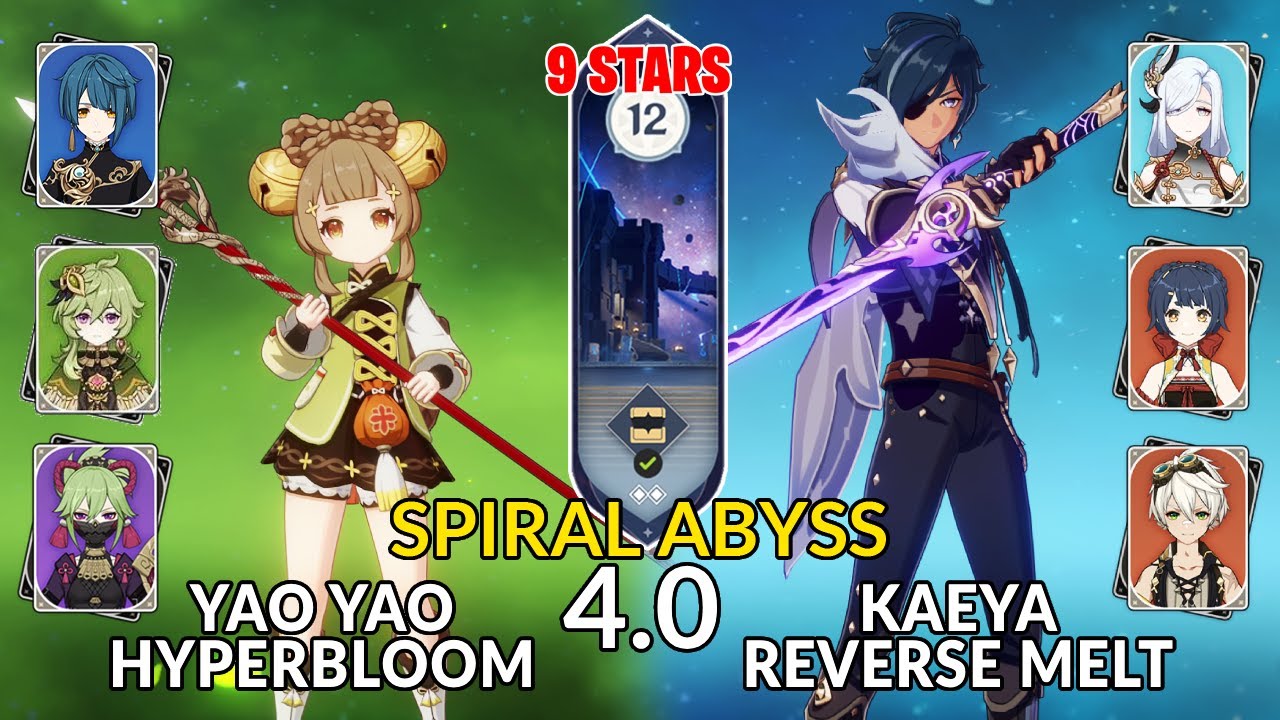 New 4.0 Spiral Abyss│Yao Yao Hyperbloom & Kaeya Melt |Floor 12 - 9 Stars| Genshin Impact