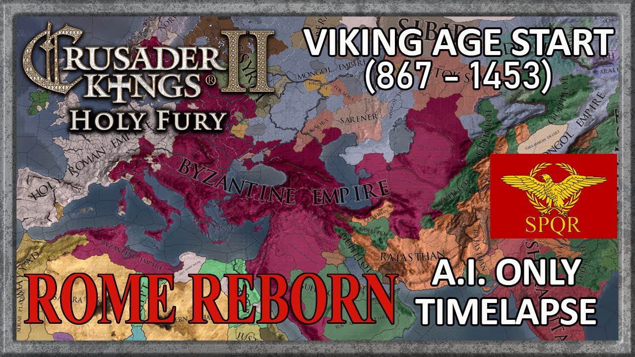 Crusader Kings 2 Timelapse Viking Age 867 start - Rome Reborn (A.I. only)