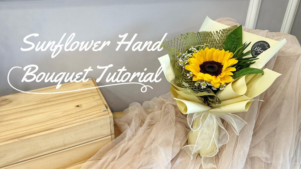 How to make Sunflower Bouquet | Flower Bouquet Tying & Wrapping Techniques & Ideas | 螺旋花腳手綁花束 | 花束包装