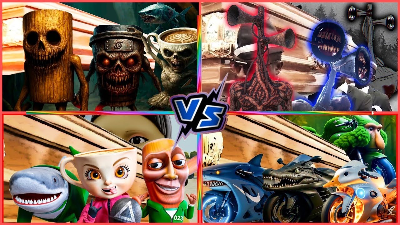 Tiles game “Mega Monster War 2025 | Siren Head, Sharks, Cup Warriors”