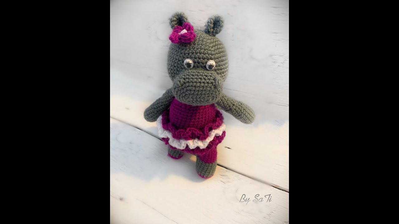 Игрушка крючком, бегемотик крючком. Часть 1.