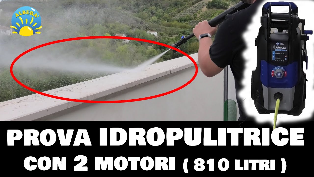prova IDROPULITRICE unica con DOPPIO MOTORE e 2 POMPE (810 litri a Ora - 13.5 min)