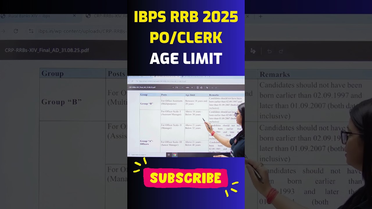 IBPS RRB PO / CLERK AGE LIMIT #testbookbanking