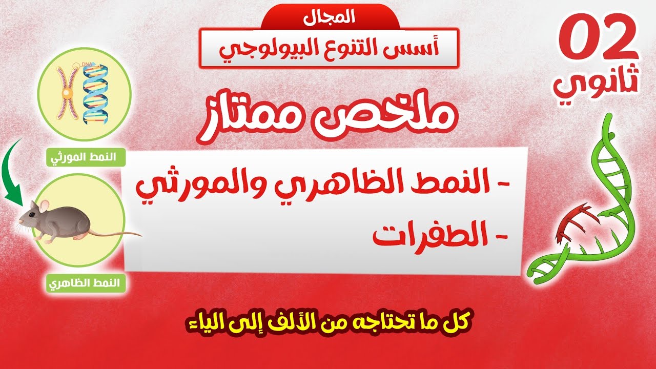 ثانية ثانوي🔥 مراجعة شاملة لاختبار الفصل الثالث💯 الطفرة والنمط الظاهري