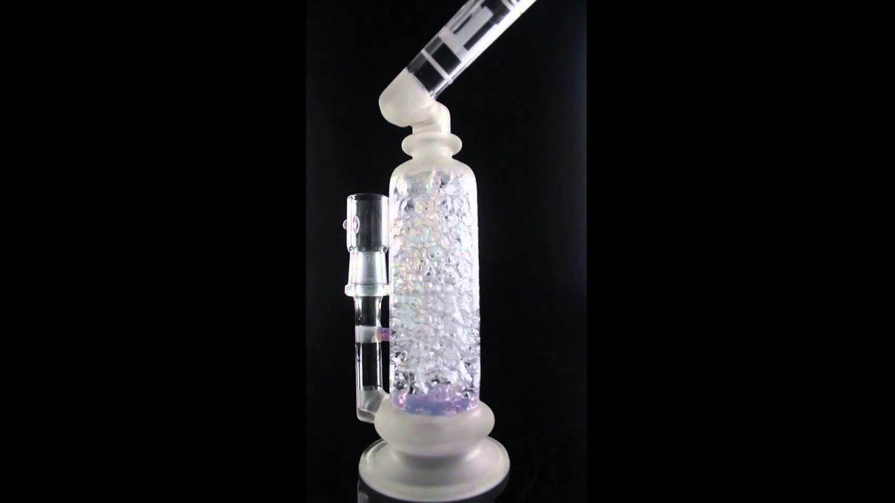 LQL Glass Bent Neck Blue and Purple Jimmie Disc Tube