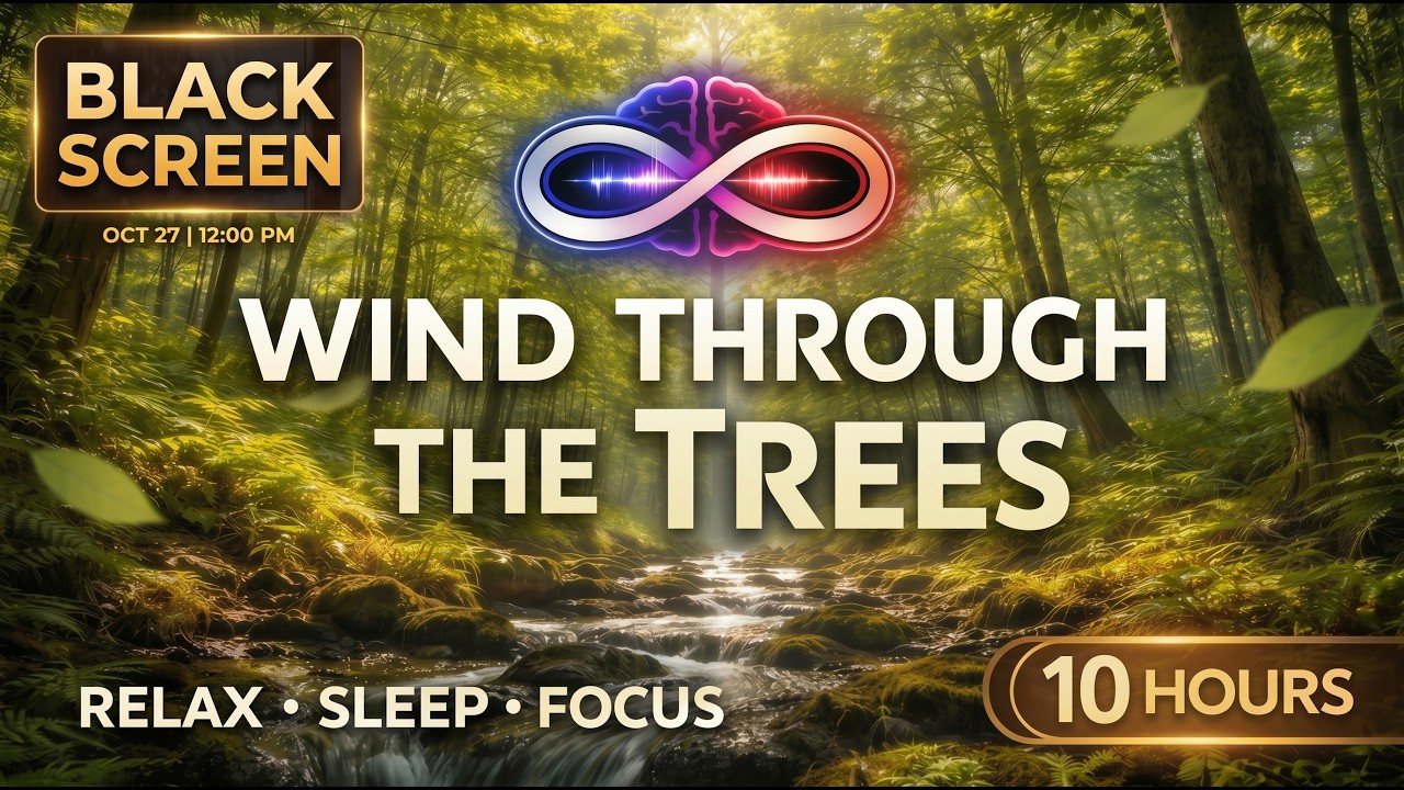 Wind Through the Trees | Gentle Forest Sounds for Sleep, Relaxation, Focus (10 Hours) Black Screen