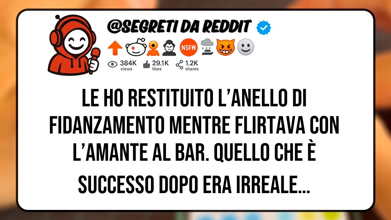 Le ho restituito l’anello di fidanzamento mentre flirtava con il suo amante al bar.