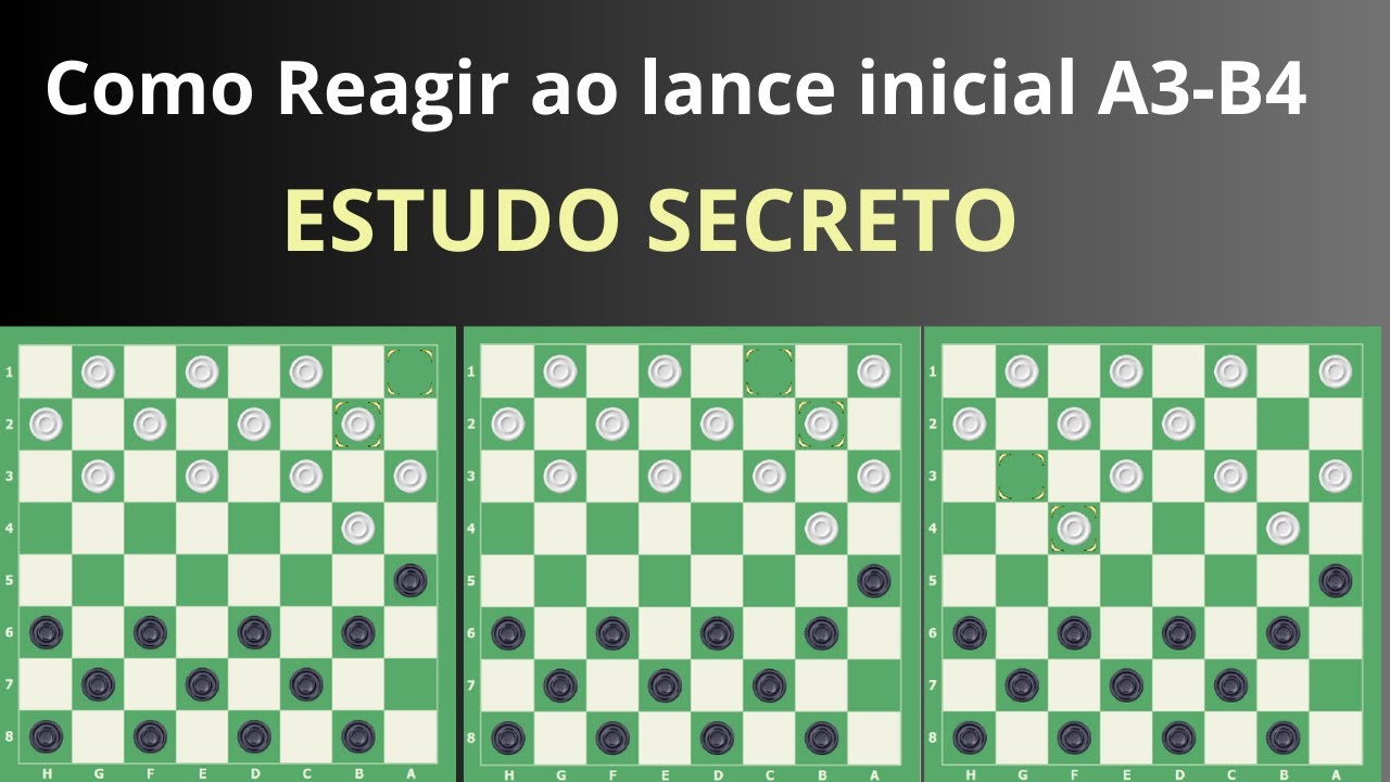 Como Reagir ao lance inicial A3 B4 - Curso de Abertura Jogo de Damas