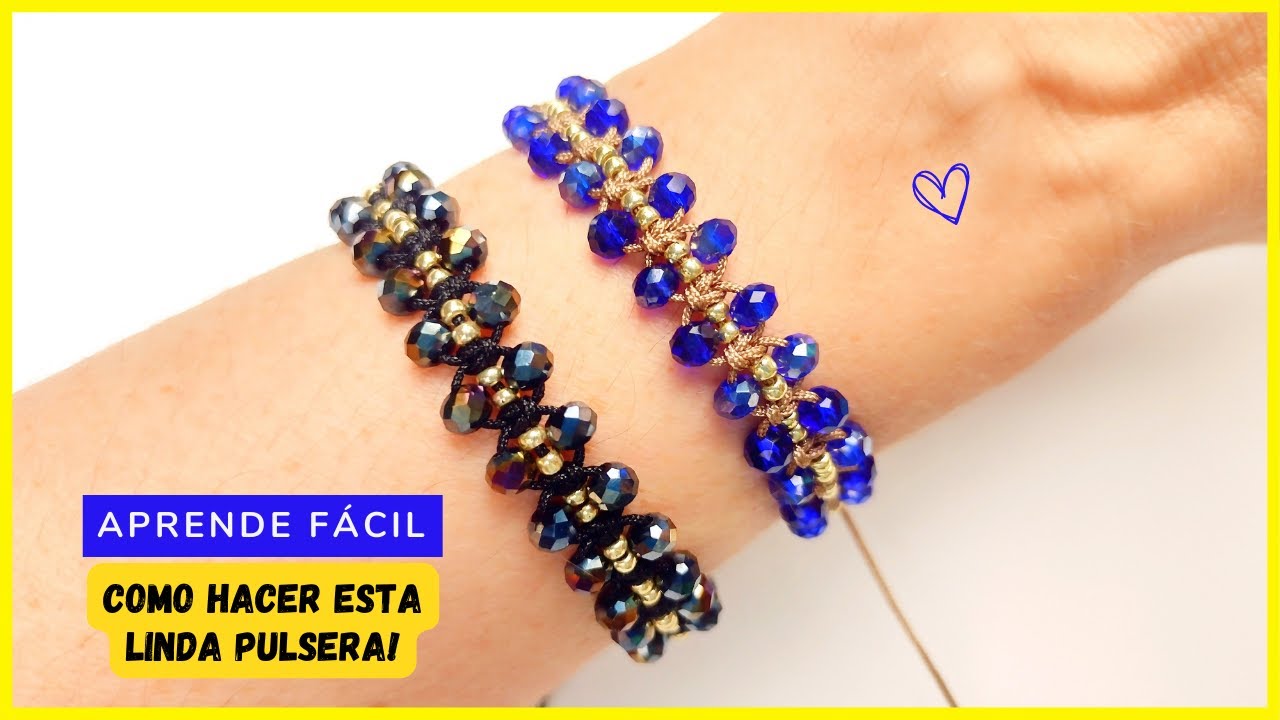 🔥 PULSERAS de MACRAMÉ con CRISTALES FÁCIL PASO a PASO  🤩 Pulsera de Hilo #pulserasdemacrame