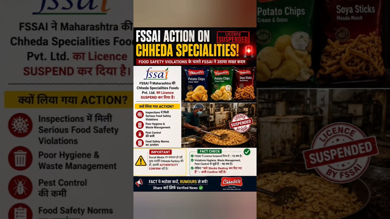 FSSAI ने Chheda Snacks का Licence किया Suspend! 🚨 क्या है पूरा मामला? #fssai #tukarammunde #chhedas