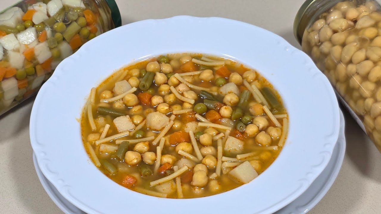 🥄La sopa más rápida de garbanzos y verduras de bote🫙// BEATRIZ COCINA 