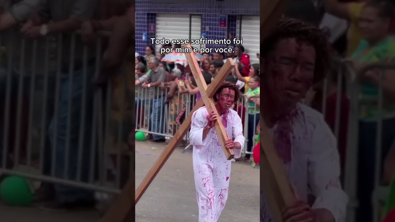 Encena&ccedil;&atilde;o JESUS CARREGANDO A CRUZ. #sacrif&iacute;cio #JesusCristo #poramor