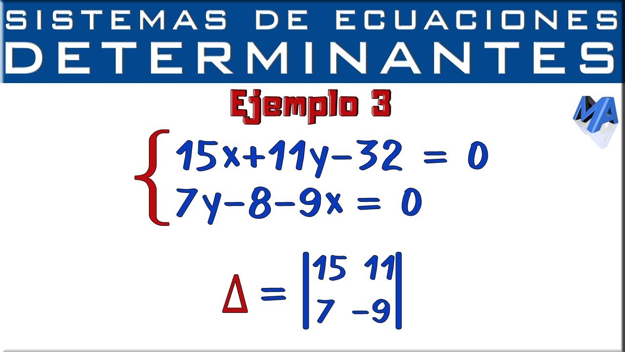 Sistemas de ecuaciones lieales 2x2 | Determinantes - Método de Cramer | Ejemplo 3
