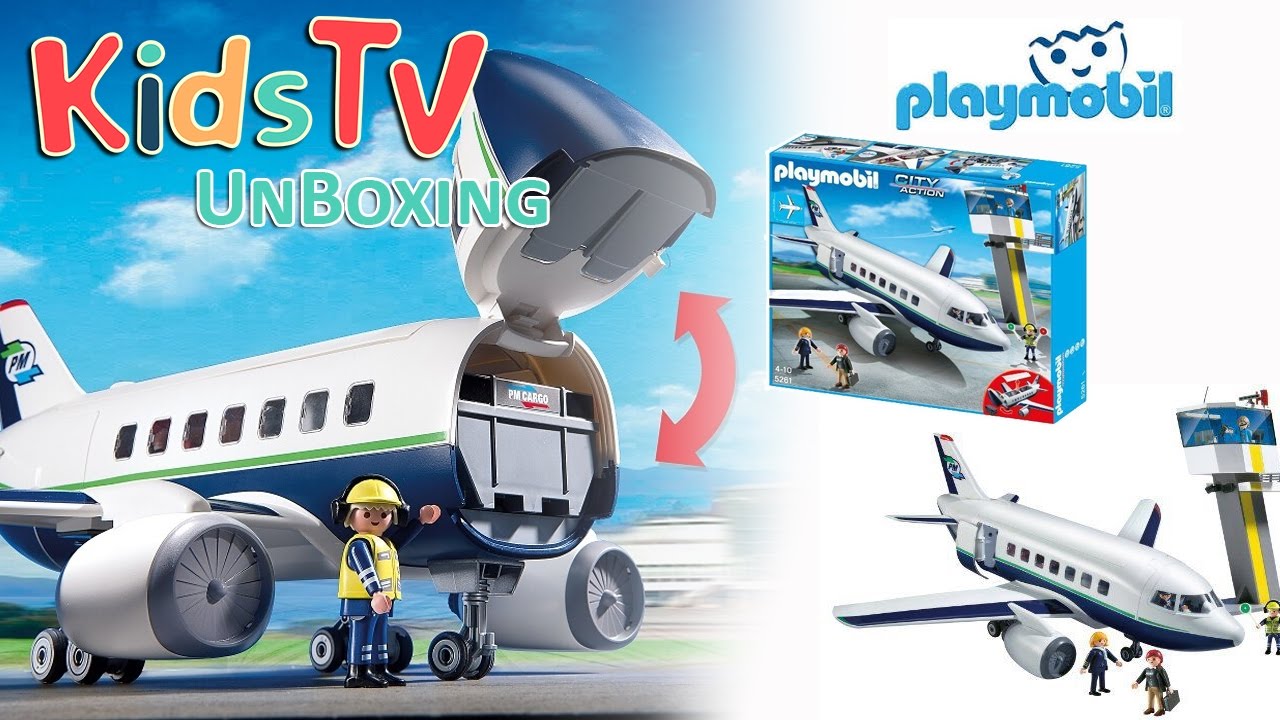 Playmobil 5261 Cargo And Passenger Aircraft Unboxing and Playtime with Gideon and Logan