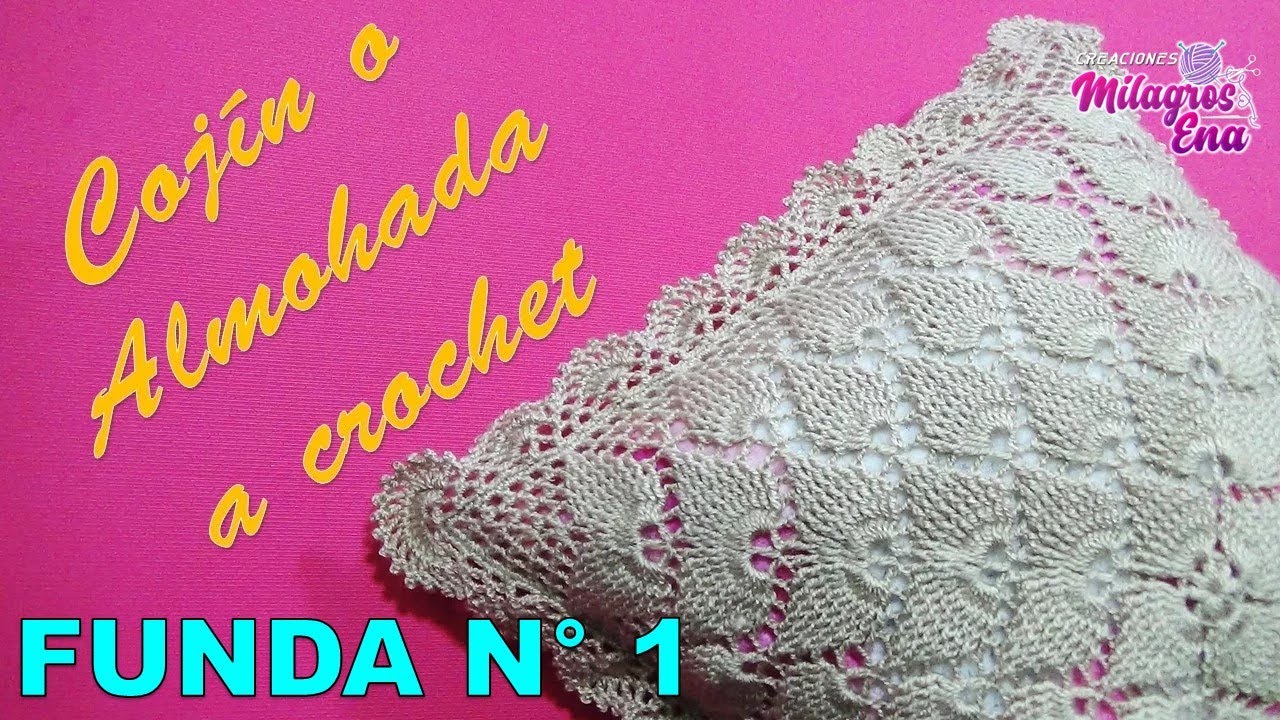 Funda N° 1 para Cojín o Almohada a crochet paso a paso en Puntos Hojas en Relieves  y Pavo Real