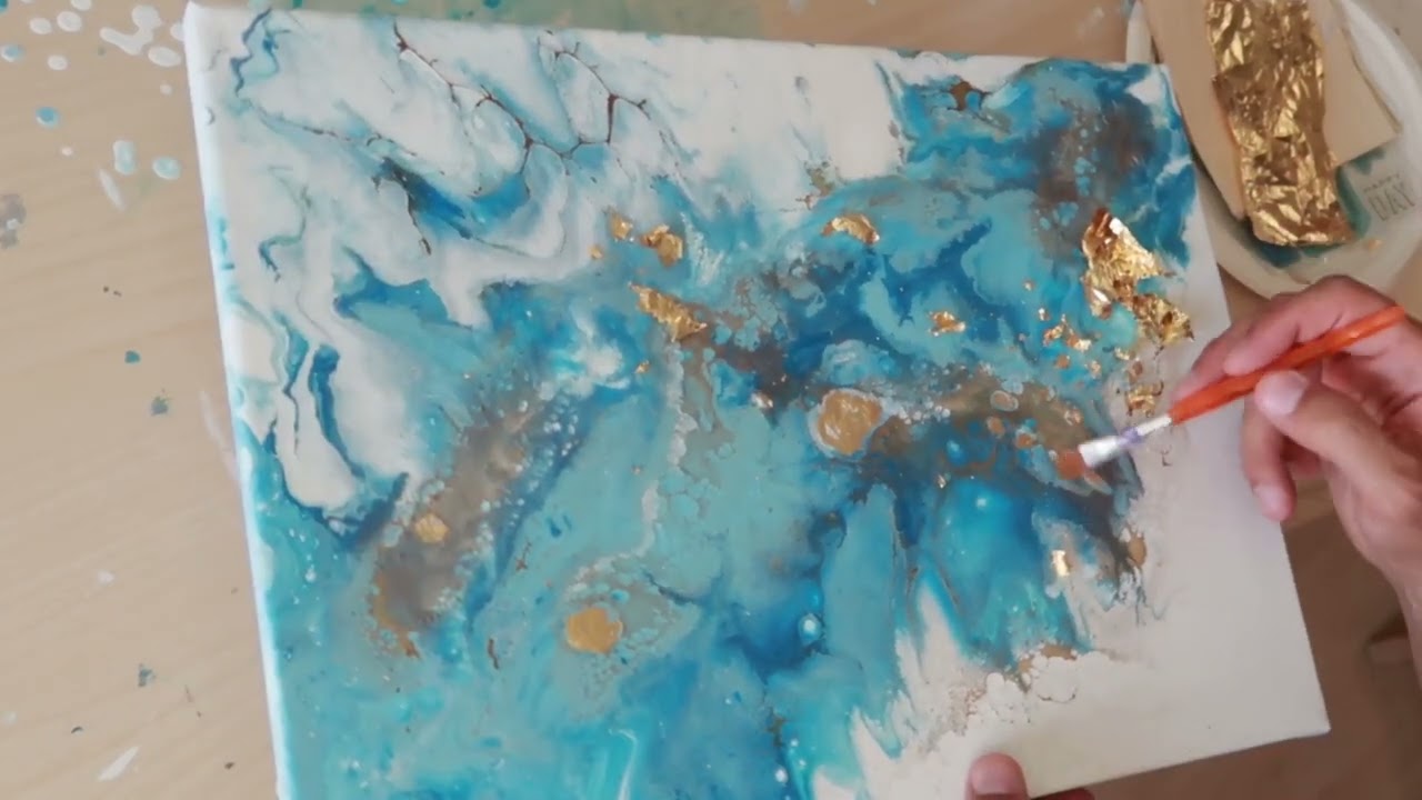 ACRYLIC POURING - EASY FLUID ART - ABSTRACT ART  PAINTING - GOLDEN SEA SERIES - ONE by Jc Artist