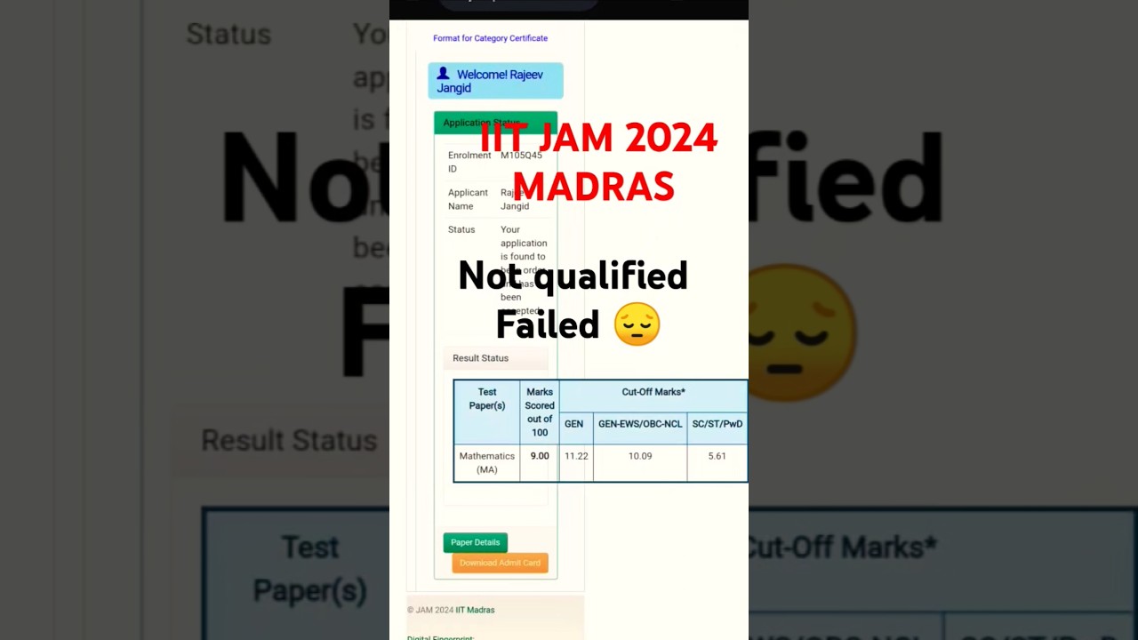 IIT JAM 2025 RESULT  FROM FAILURE TO TOPPER#iit #iitdelhi #IITjam2024 #iitjam2025 #iitjam2026
