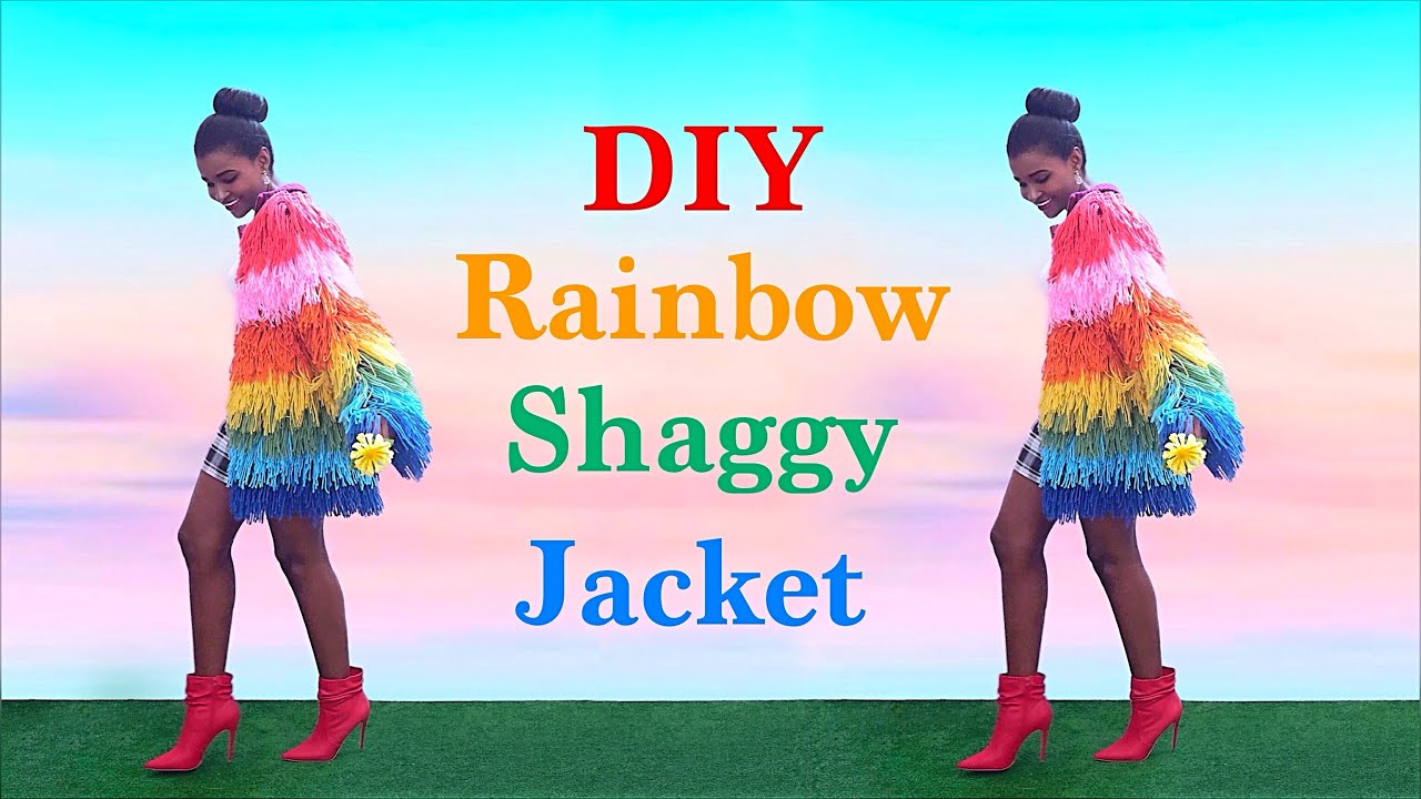 DIY Rainbow Shaggy Jacket