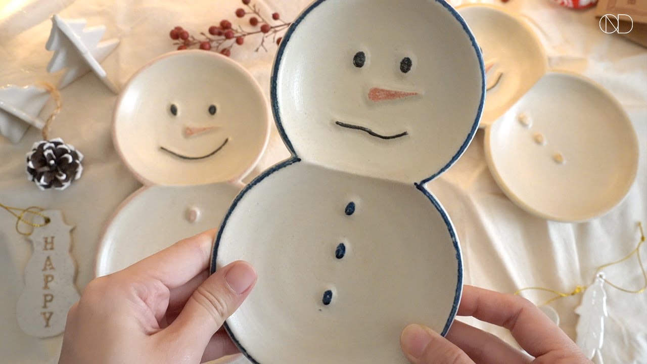눈사람 접시 만들기 ⛄ : Making a ceramic snowman plate [ONDO STUDIO]