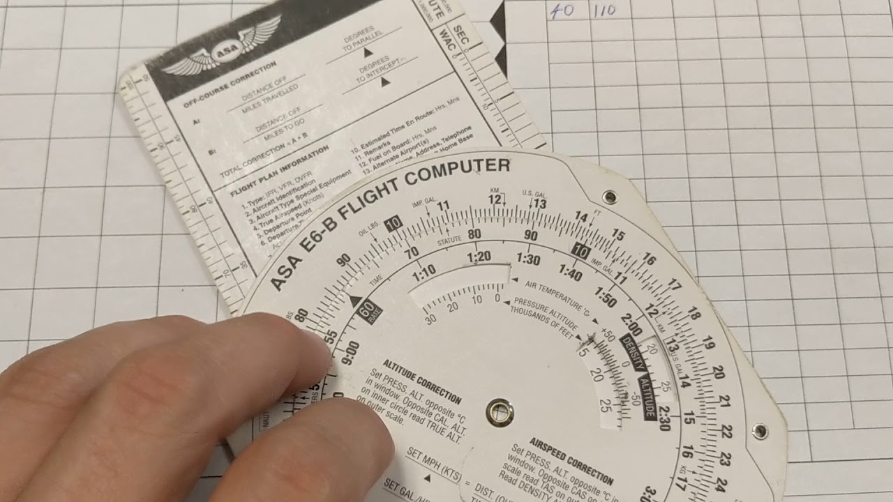 Calculate ETE, Fuel using E6B computer