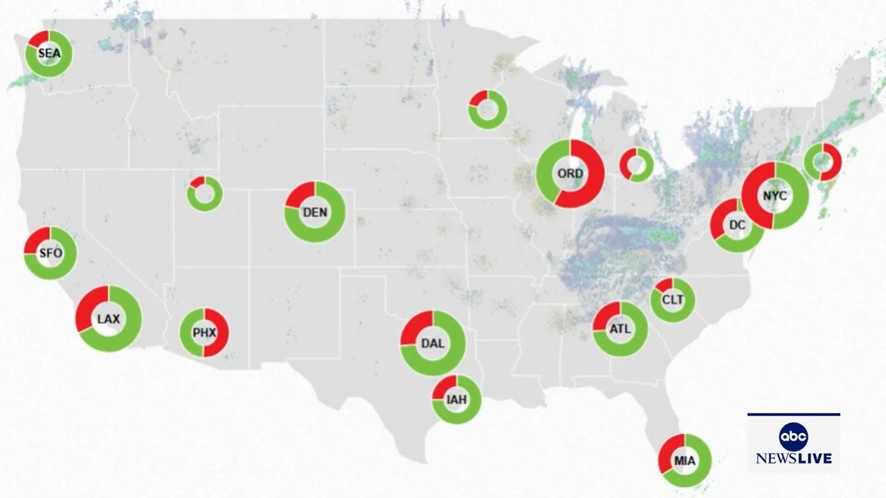 Map of U.S. airport flight cancellation rates: LIVE FROM FLIGHTAWARE