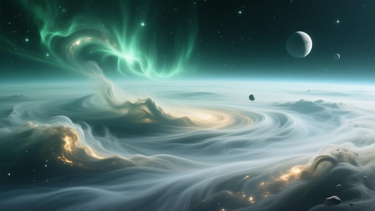 A Slow, Weightless Space Environment That Quietly Clears the Mind Without Distraction