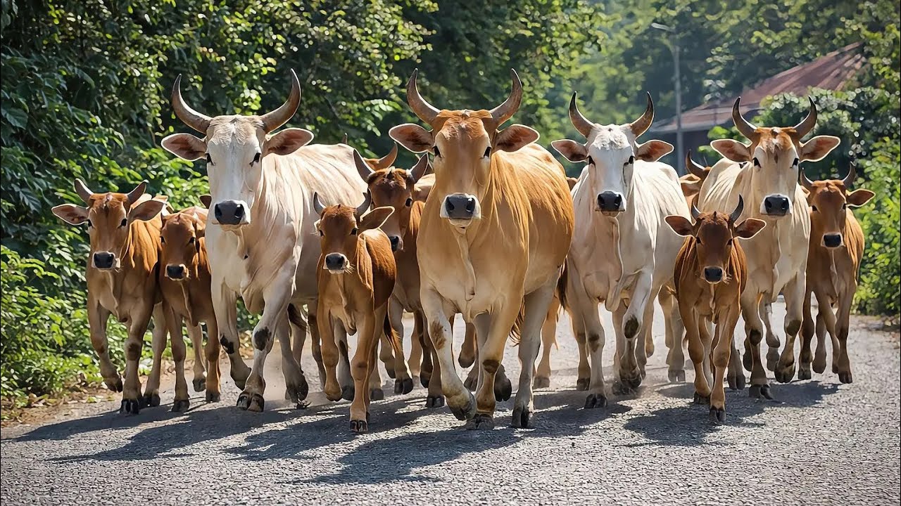 Herding dozens of cute, tame cows every morning - Cows Run - Cows Sounds - Funny Cows - Cows 88