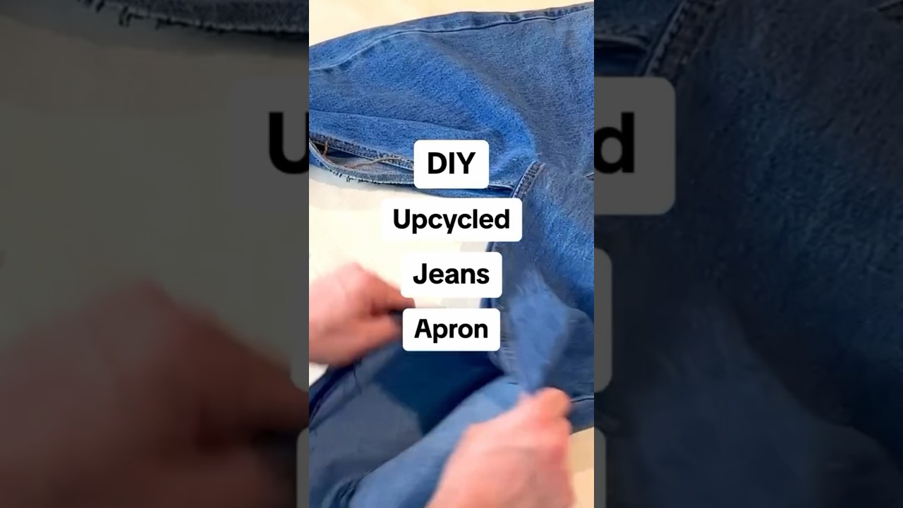 DIY UP-CYCLED JEANS APRON.  #DIY #upcycle #repurpose #repurposed #denim #jeans #apron