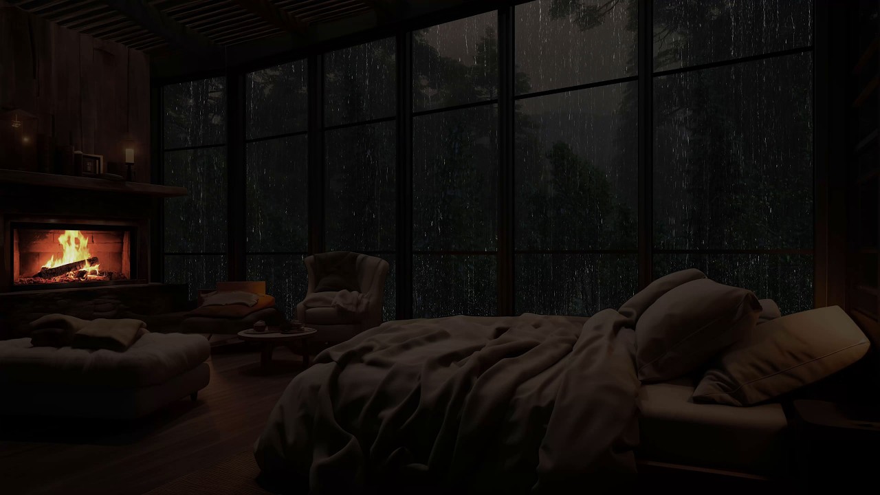 Sons naturais de chuva para ajudar a dormir bem e relaxar em cabana aconchegante