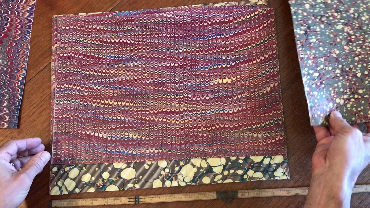 large Marbled paper- lot of 10 folio sheets c.1830-1890's European American