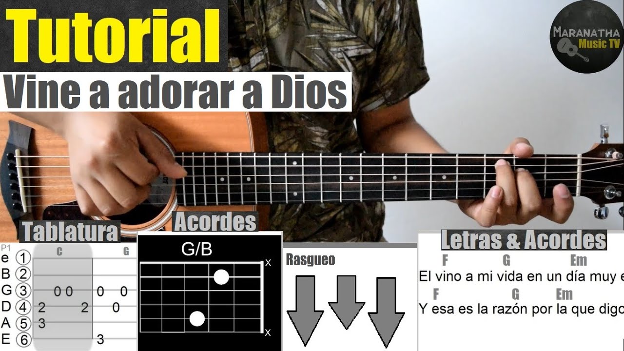 Vine a Adorar a Dios || TUTORIAL GUITARRA | TABLATURA | ACORDES | RASGUEO | INTRO | ARPEGIO