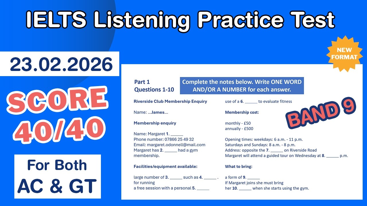 IELTS Listening Practice Test 2026 With Answers 23.02.2026 - Test #244