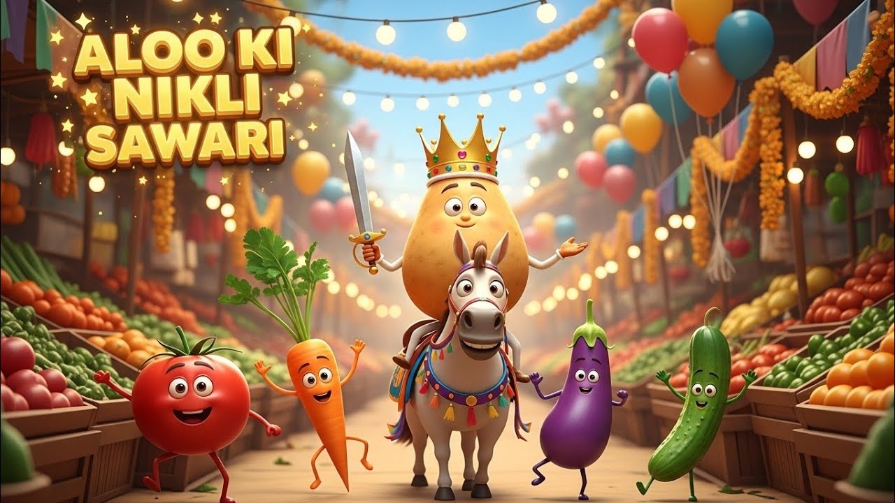Aloo Ki Nikli Sawari | आलू की निकली सवारी | Funny Kids Song | 3D Cartoon Video | Rainbow Toons | 🥔