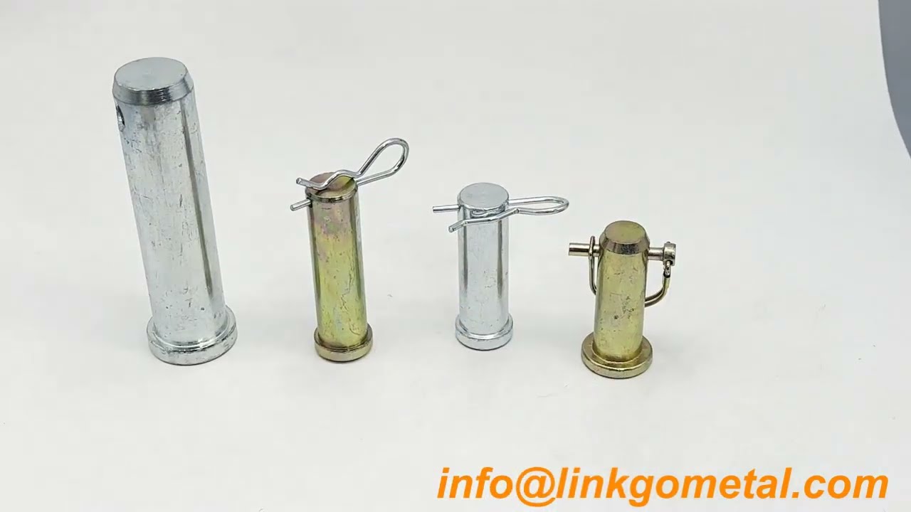 Cylindrical Clevis Pin With R Clip, Wire Lock Pin, Yellow Zinc Or Zinc Clear