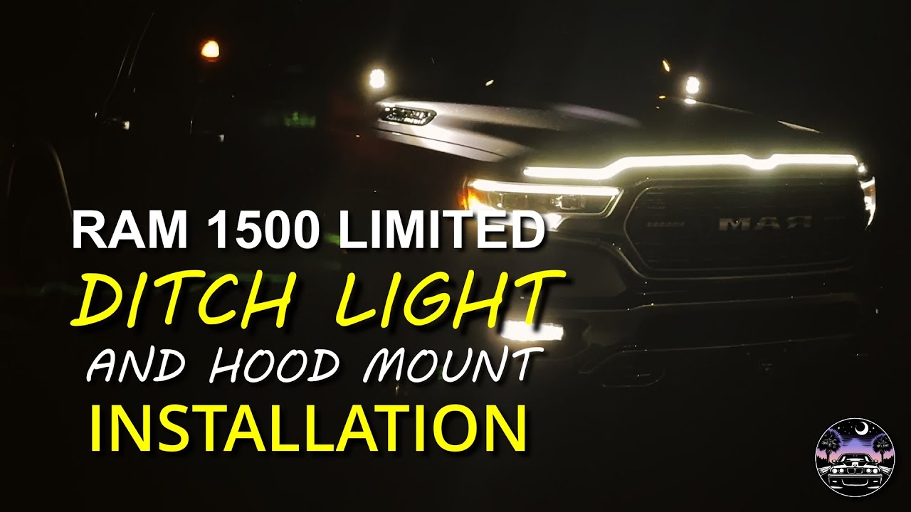 Установка фар RAM 1500 Limited Ditch Lights/световых модулей и крепления на капоте