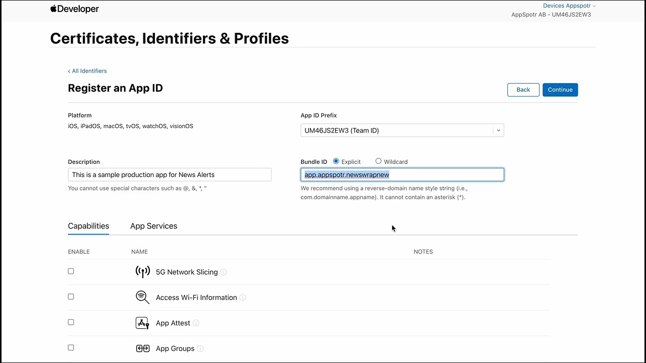 Publishing | Configuration | iOS | Provisioning Profile Notification Extension