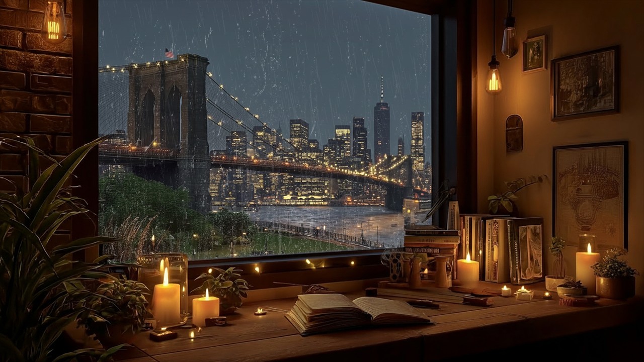 Soft Rain in New York City at Night 🗽 | Calm Urban Ambience for Quiet Moments