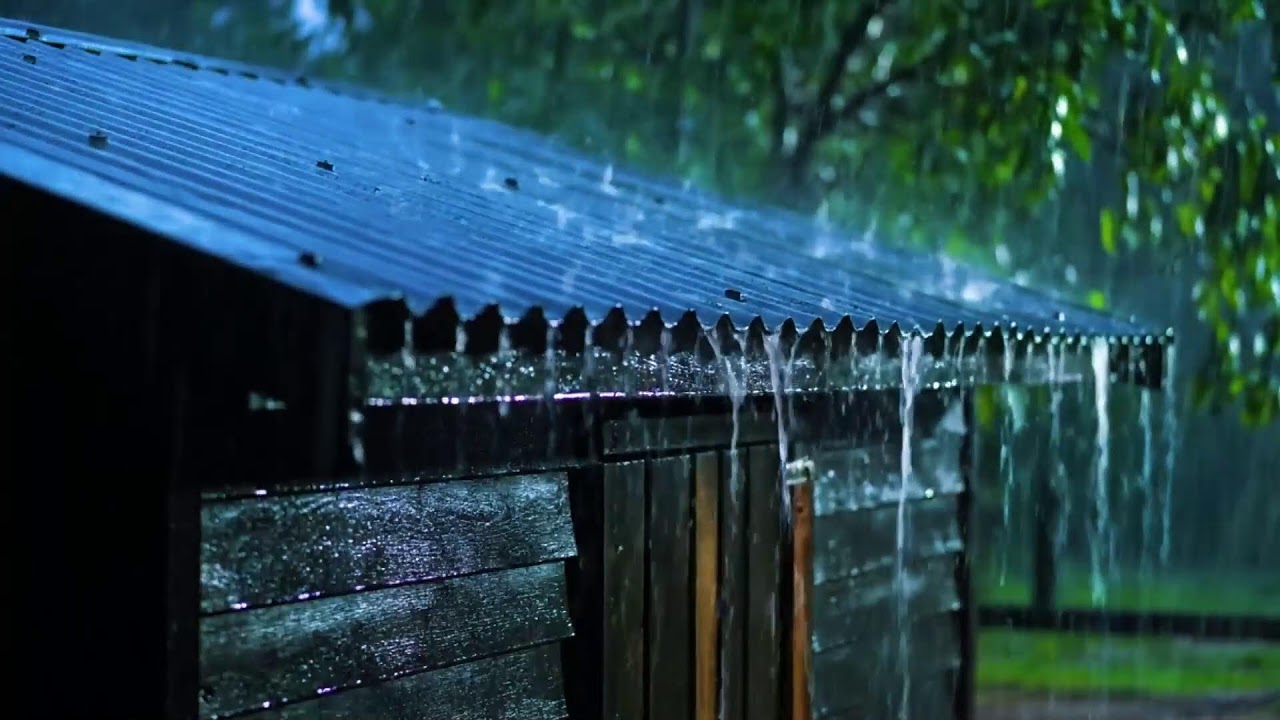 Quiet Night Soothing Rain on Metal Roof with Soft Thunder | Cozy ASMR for Sleep