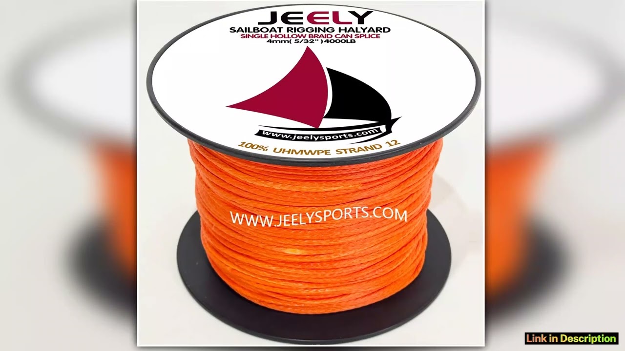 20m 4mm 12 Strands 4000LB Uhmwpe Hollow Braid Sailboat Rigging Halyard Towing Winch Rope Special Pi