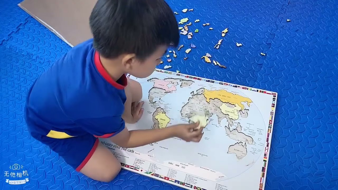 Bản đồ gỗ ghép hình thế giới - Đồ chơi Biên My