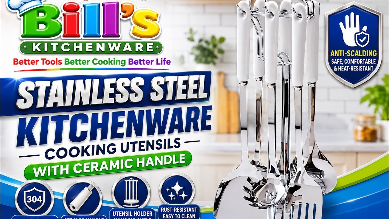 Stainless steel Kitchenware cooking utensils with ceramic handle