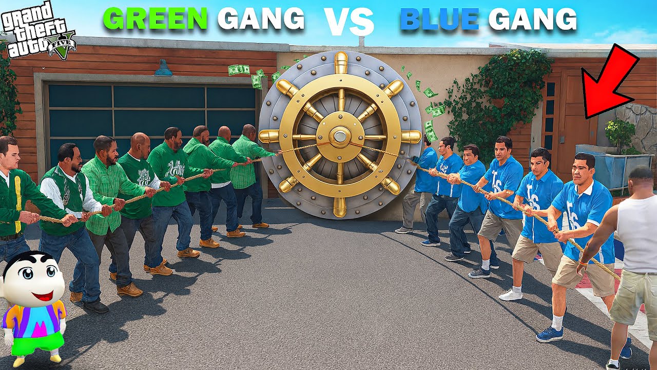 Franklin Blue Gang Vs Shinchan Green Gang Vault Challenge In GTA 5!