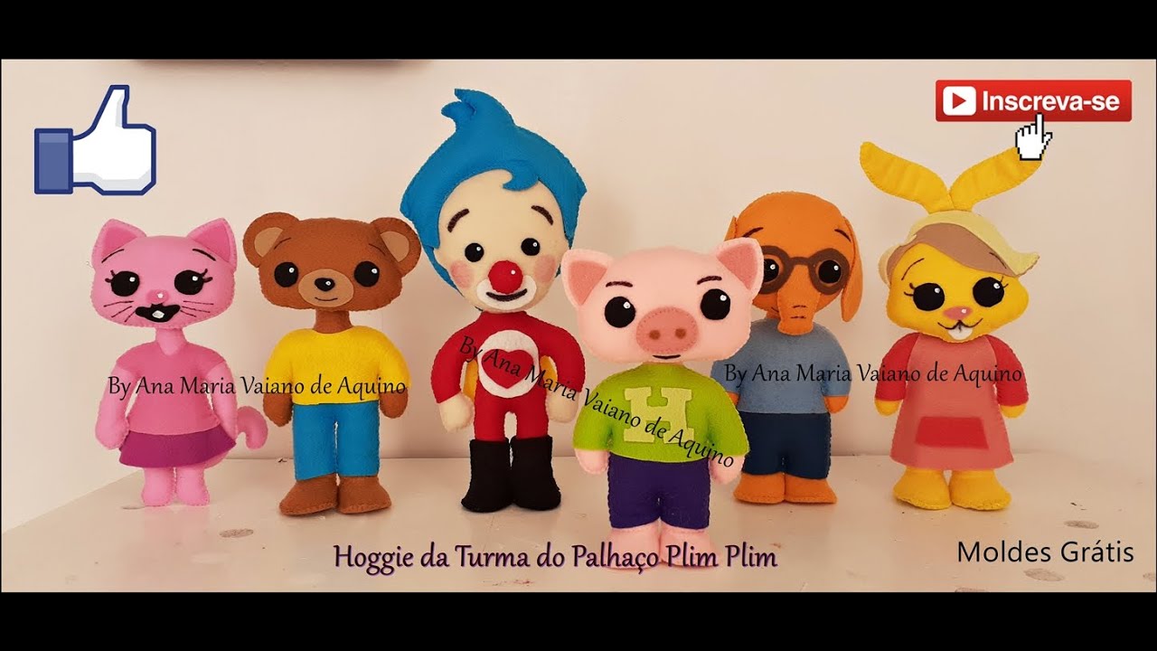 Porquinho Hoggie da Turma do Palhaço Plim Plim em Feltro com Molde e Passo a Passo