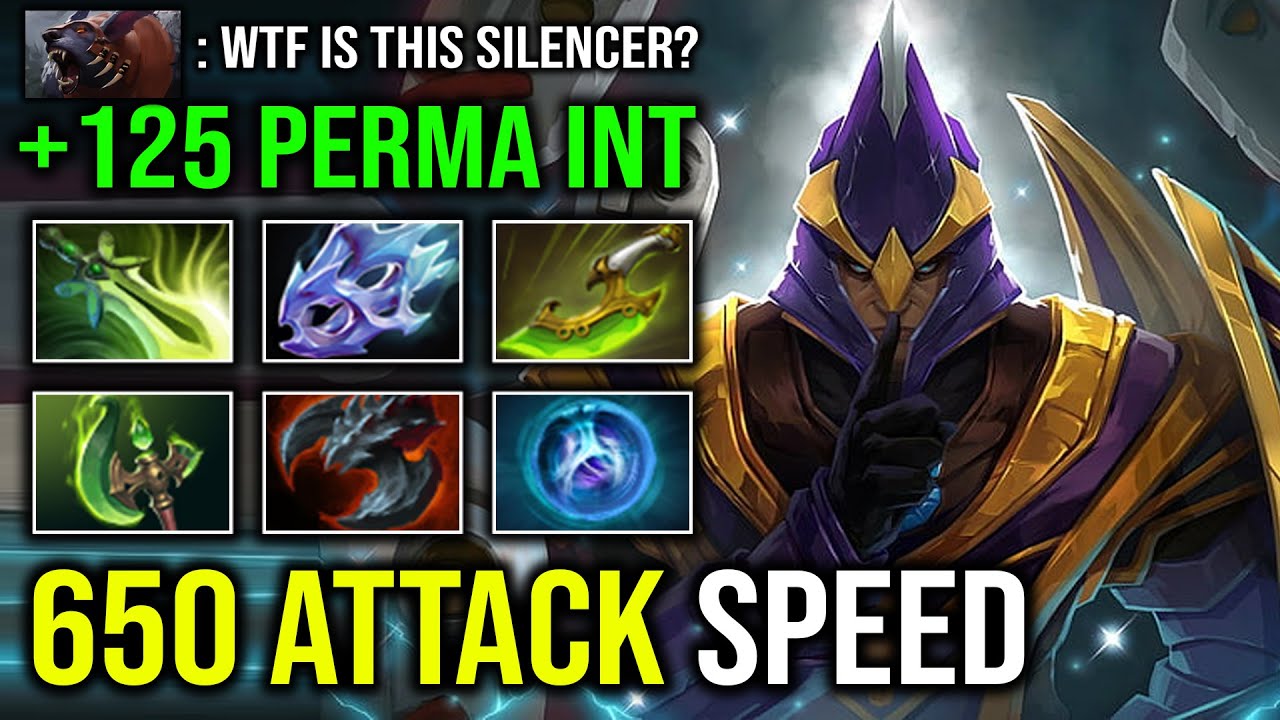 WTF 650 ATTACK SPEED Full Right Click Late Game 125 Perma INT Hit Like a Truck Silencer Dota 2