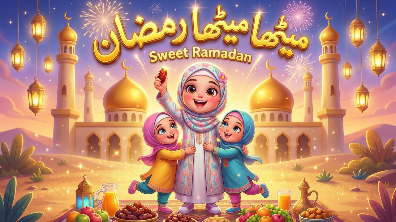 میٹھا میٹھا رمضان | Sweet Ramadan Kids Song 3D Cartoon | بچی صفہ نشید برائے بچوں