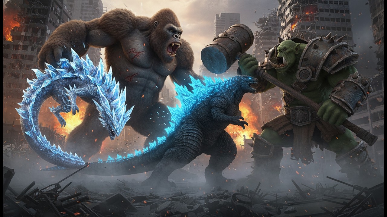 Godzilla SV: King Kong vs Shimo vs Orc - Epic Monster Battle!