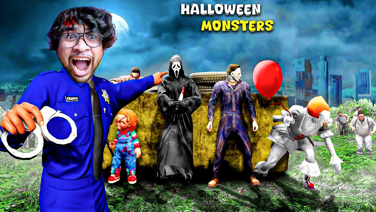 GTA V : Franklin Join Police To Arrest Halloween Monster || Professor Of Pc Gaming