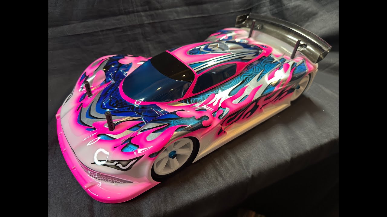 Painting RC car Lexan body with Airbrush: ZooRacing BWOAH 1:10 GT 0 5mm, Marc Rheinard design